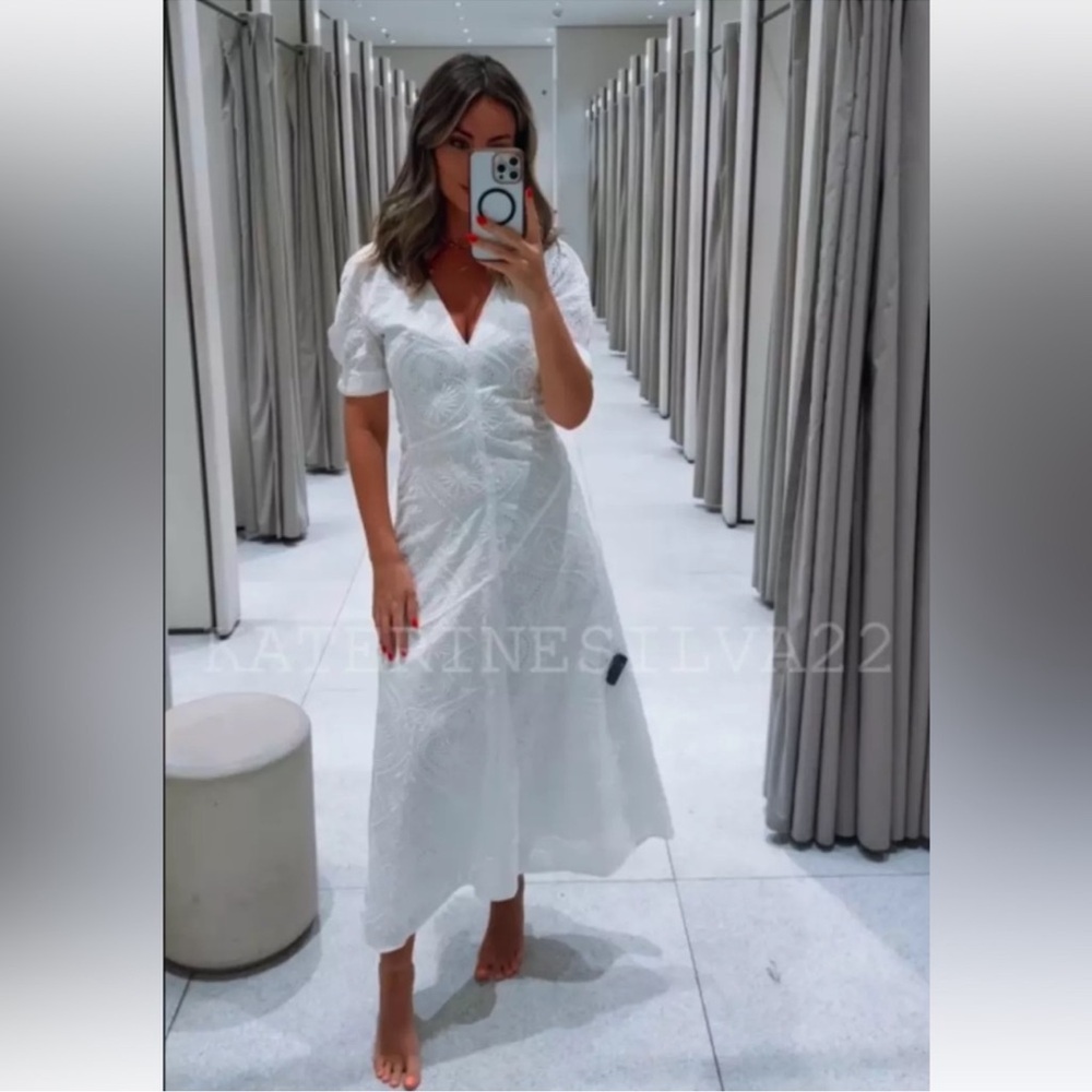 Zara 100% Cotton embroidered eyelet dress